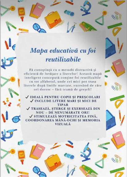 📝 Mapa cu fișe educative reutilizabile | Invățare prin joacă, pentru copii curioși și activi | 4-8 ani