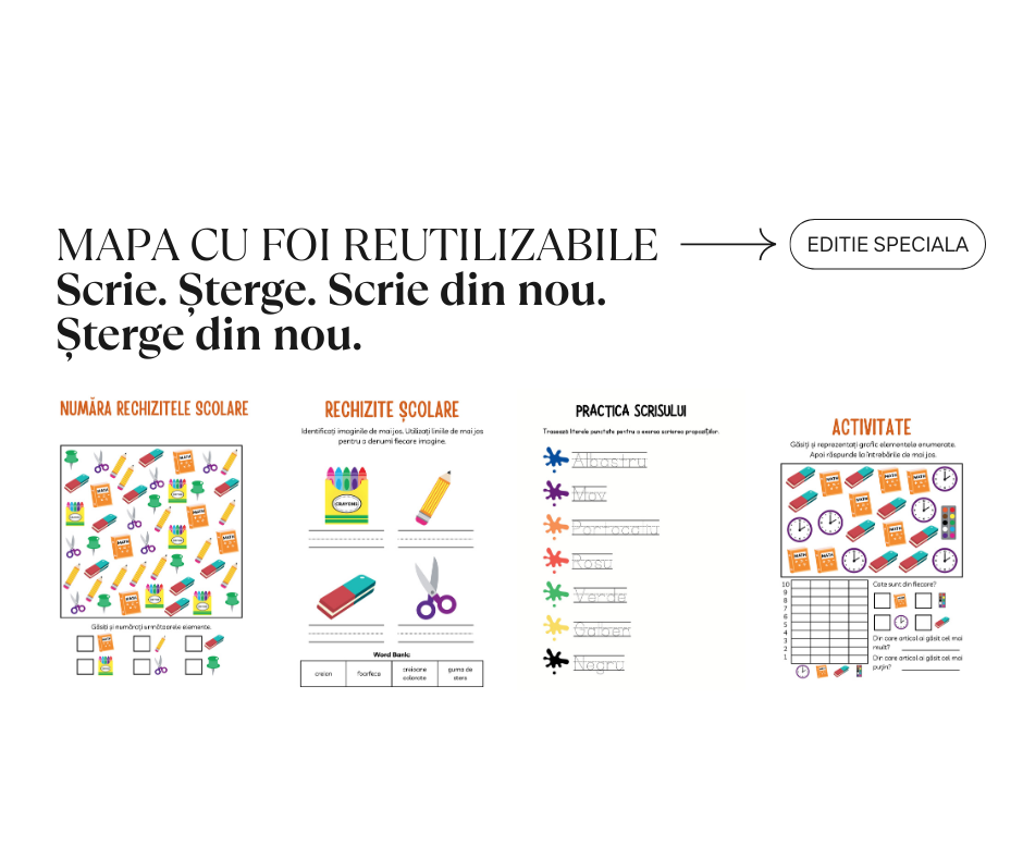 📝 Mapa cu fișe educative reutilizabile | Invățare prin joacă, pentru copii curioși și activi | 4-8 ani - imagine 2